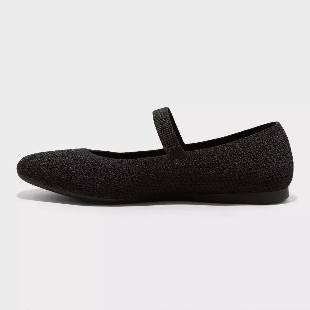 Women's Shiloh Knit Mary Jane Flats - A New Day - Black